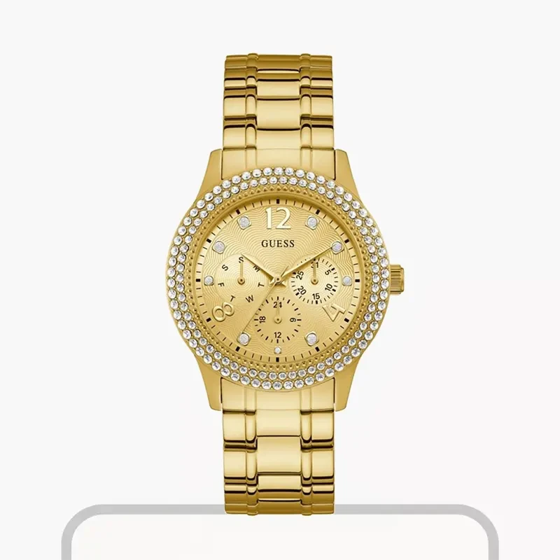 Guess Bedazzle Multifunction Gold Dial Ladies Watch- W1097L2